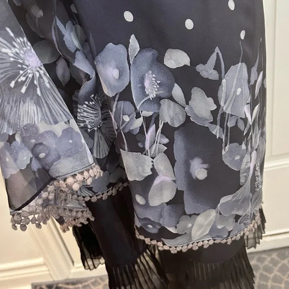 Rebecca Taylor Blue Floral Mini Dress Size 4 - Picture 8 of 14